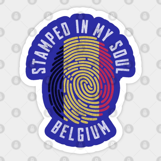 Proud Belgian Heritage Fingerprint Art for Patriotic Souls Sticker by Yesteeyear